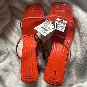 Zara orange heel sandal 7.5 never worn